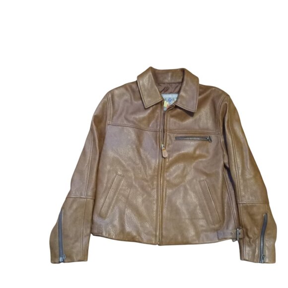Teen Girls' XS (0-2) Timeless Classic- Casey Park Co Ltd-Brown Leather Jacket - Picture 1 of 15